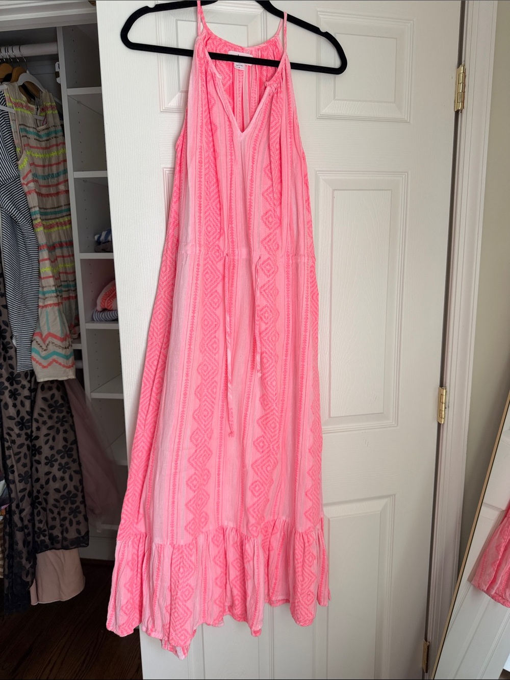 Velvet by Graham & Spencer Pink Striped Halter Maxi Dress